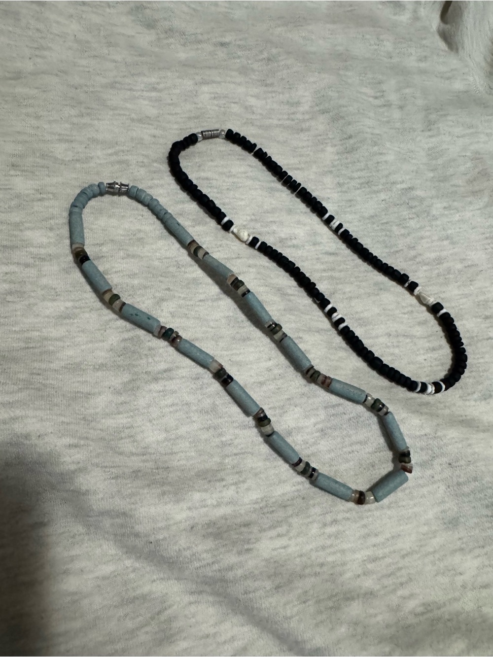 Tilly's Two-Piece Beaded Necklace Set — Black & Light Blue